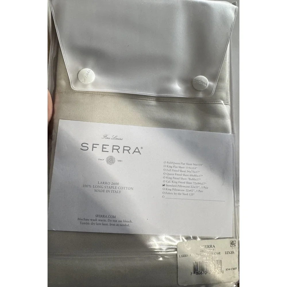 SFERRA Luxury Larro 2600‎ Beige Standard Pillowcase Set of Two 22x33